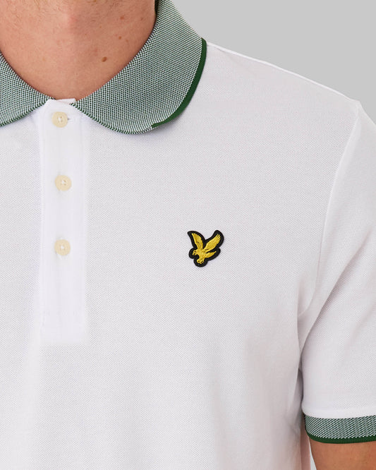 Lyle And Scott Lyle & Scott Birdseye Collar Polo Shirt White/Clover Green