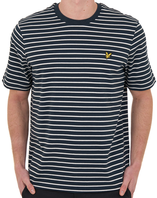 Lyle And Scott Lyle And Scott Pique Breton T Shirt Dark Navy/White