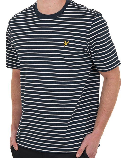 Lyle And Scott Lyle And Scott Pique Breton T Shirt Dark Navy/White