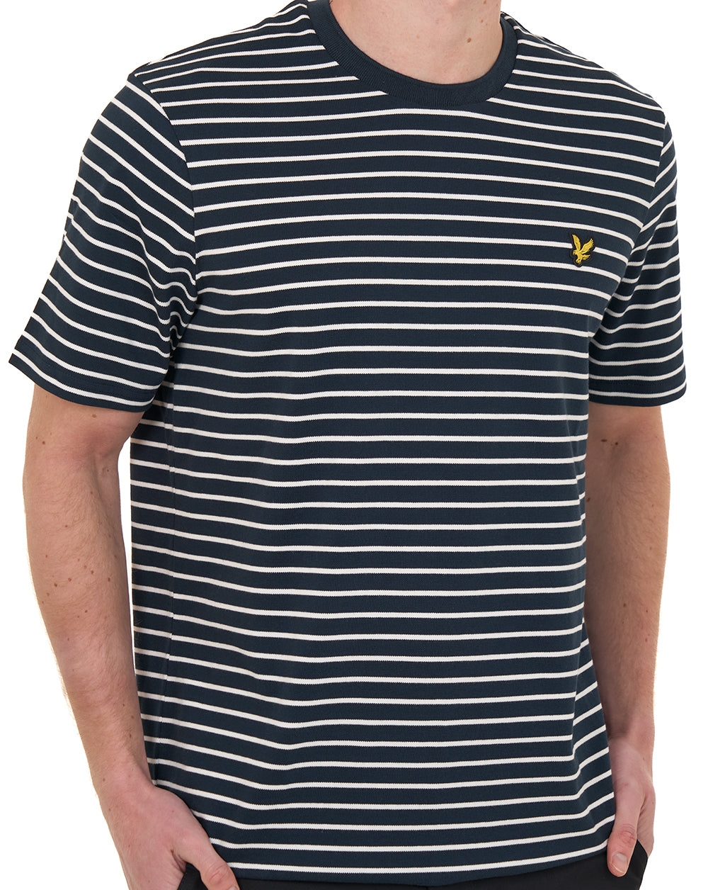 Lyle And Scott Pique Breton T Shirt Dark Navy/White