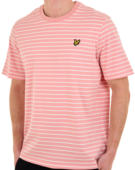 Lyle And Scott Lyle And Scott Pique Breton T Shirt Pink/White