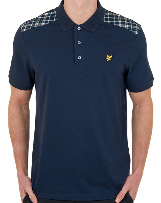 Lyle And Scott Lyle & Scott Check Panelled Polo Dark Navy