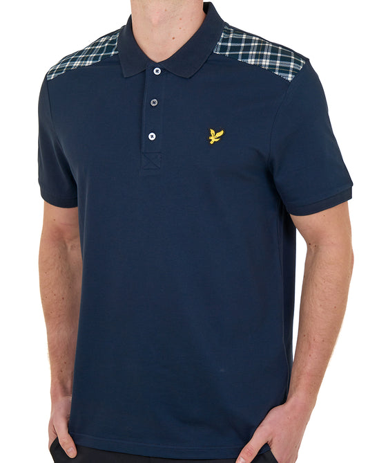 Lyle And Scott Lyle & Scott Check Panelled Polo Dark Navy