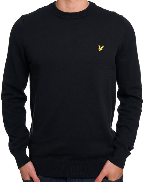 Lyle & Scott Baumwollpullover mit Rundhalsausschnitt, Jet Black