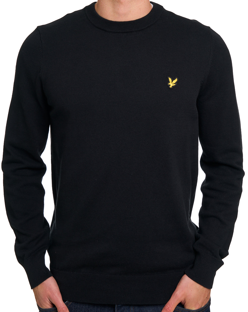 Lyle & Scott Baumwollpullover mit Rundhalsausschnitt, Jet Black
