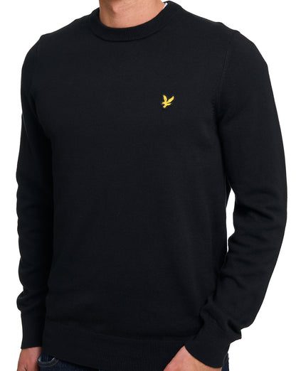 Lyle & Scott Baumwollpullover mit Rundhalsausschnitt, Jet Black