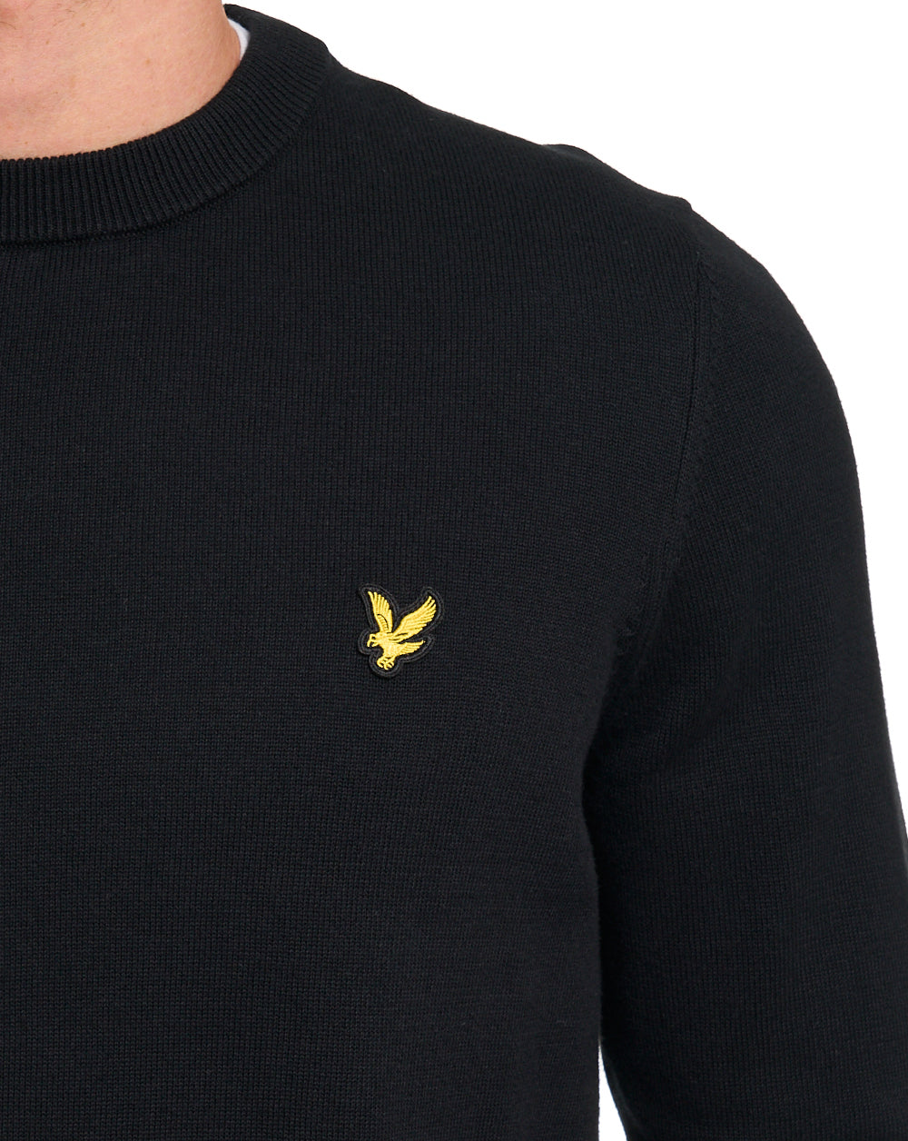 Lyle & Scott Baumwollpullover mit Rundhalsausschnitt, Jet Black