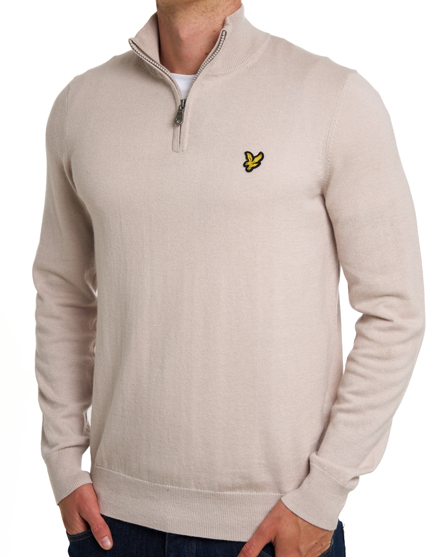 Lyle & Scott Cotton Merino 1/4 Zip Jumper Stone