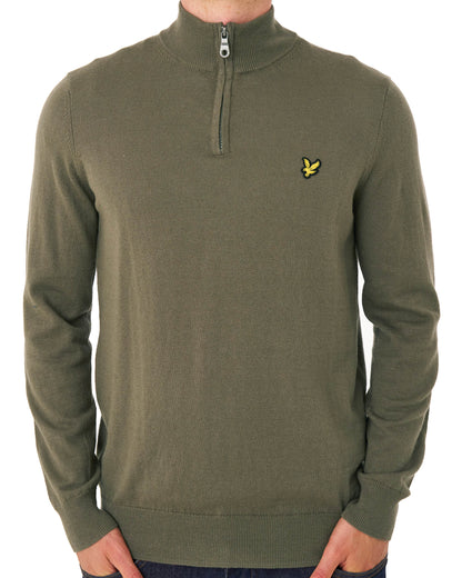 Lyle & Scott Cotton Merino 1/4 Zip Khaki Ash