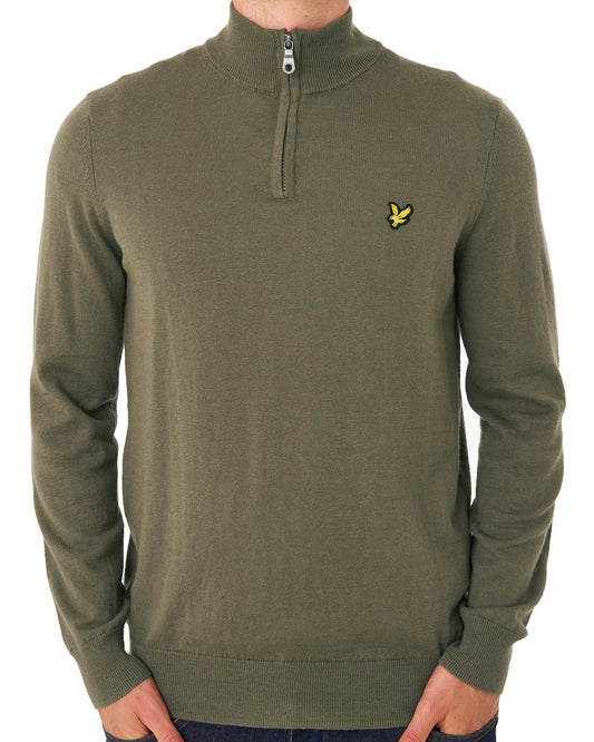 Lyle And Scott Lyle & Scott Cotton Merino 1/4 Zip Khaki Ash