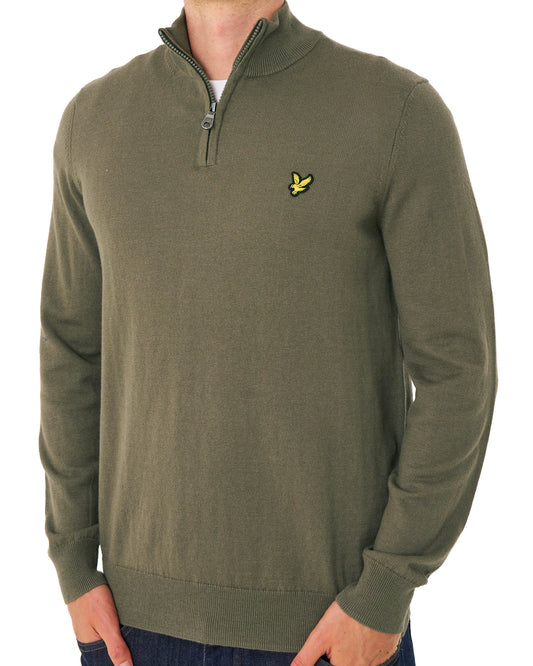 Lyle And Scott Lyle & Scott Cotton Merino 1/4 Zip Khaki Ash