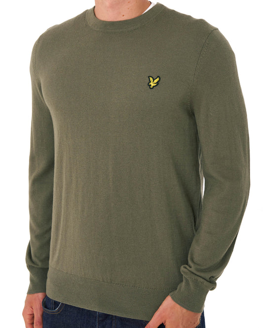 Lyle And Scott Lyle & Scott Cotton Merino Crew Jumper Khaki Ash