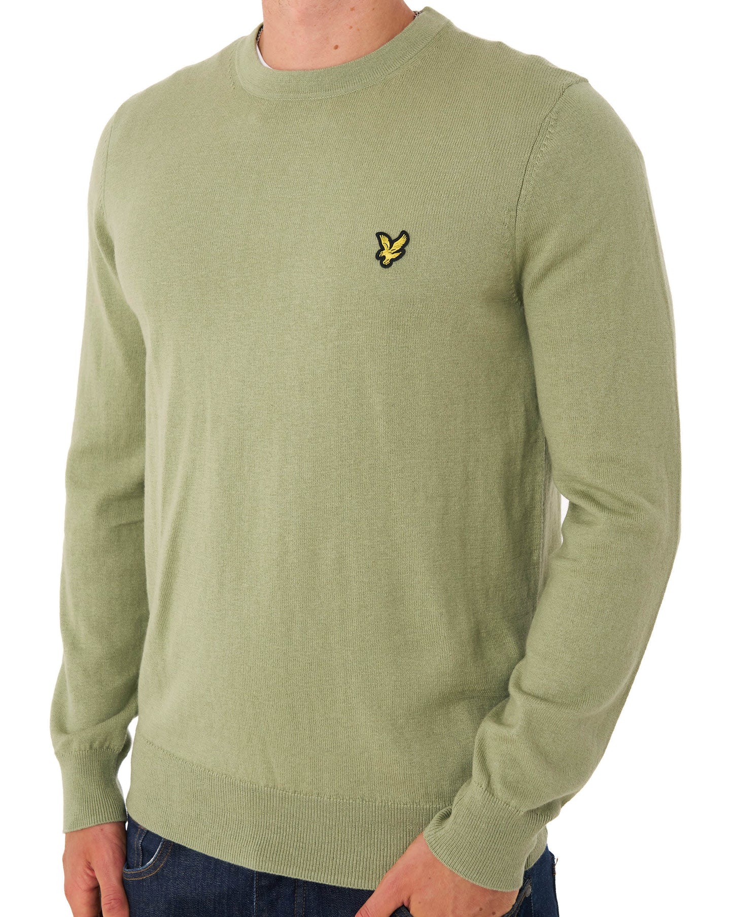 Lyle & Scott Cotton Merino Crew Jumper Smokey Olive