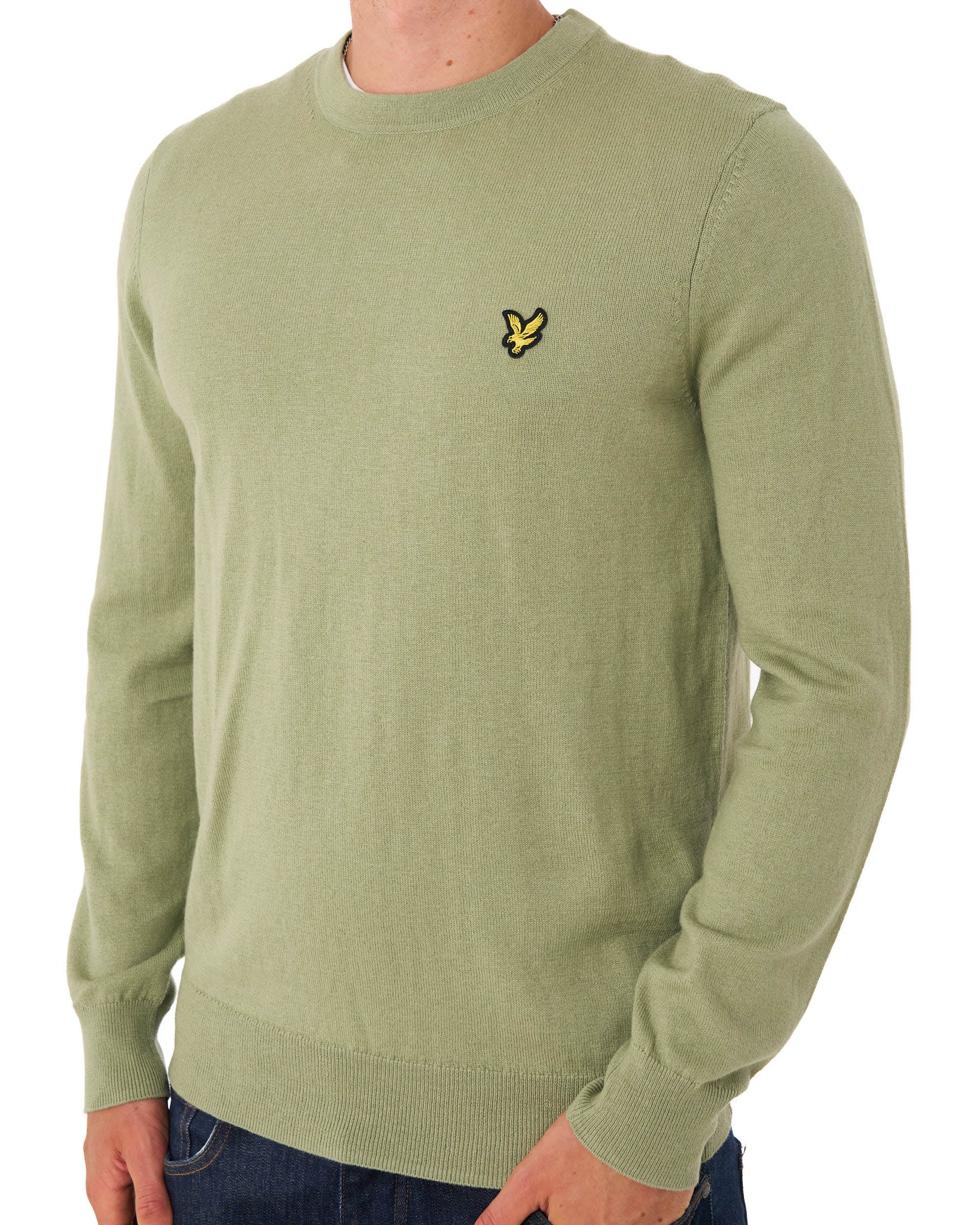 Lyle & Scott Cotton Merino Crew Jumper Smokey Olive