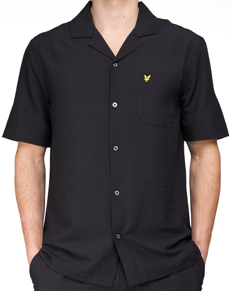 Lyle & Scott Crinkle Resort SS Shirt Jet Black