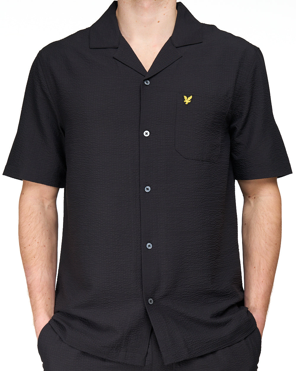 Lyle & Scott Crinkle Resort SS Shirt Jet Black