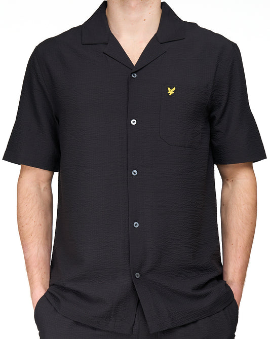 Lyle And Scott Lyle & Scott Crinkle Resort SS Shirt Jet Black