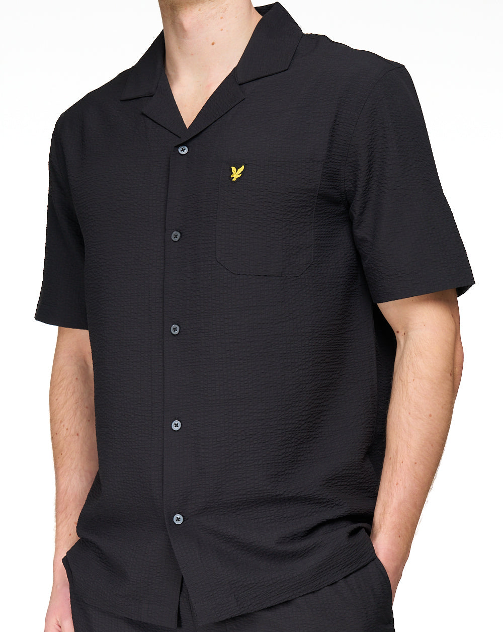 Lyle & Scott Crinkle Resort SS Shirt Jet Black