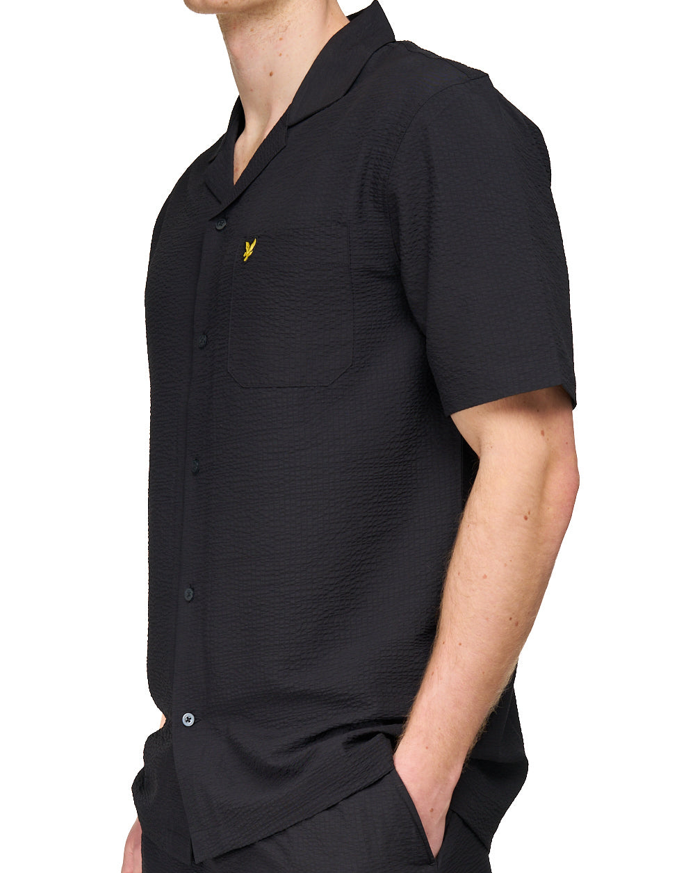 Lyle & Scott Crinkle Resort SS Shirt Jet Black