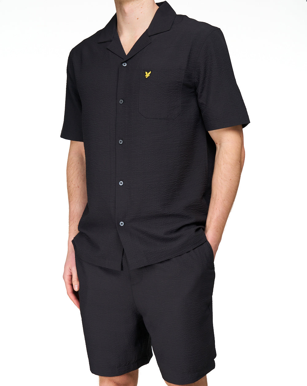 Lyle & Scott Crinkle Resort SS Shirt Jet Black