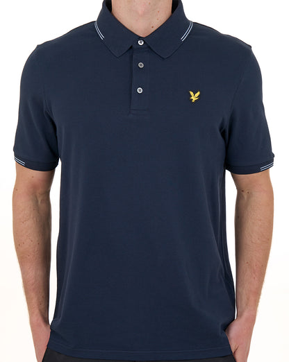 Lyle & Scott Poloshirt mit feinen Farbtupfern, Dunkelblau
