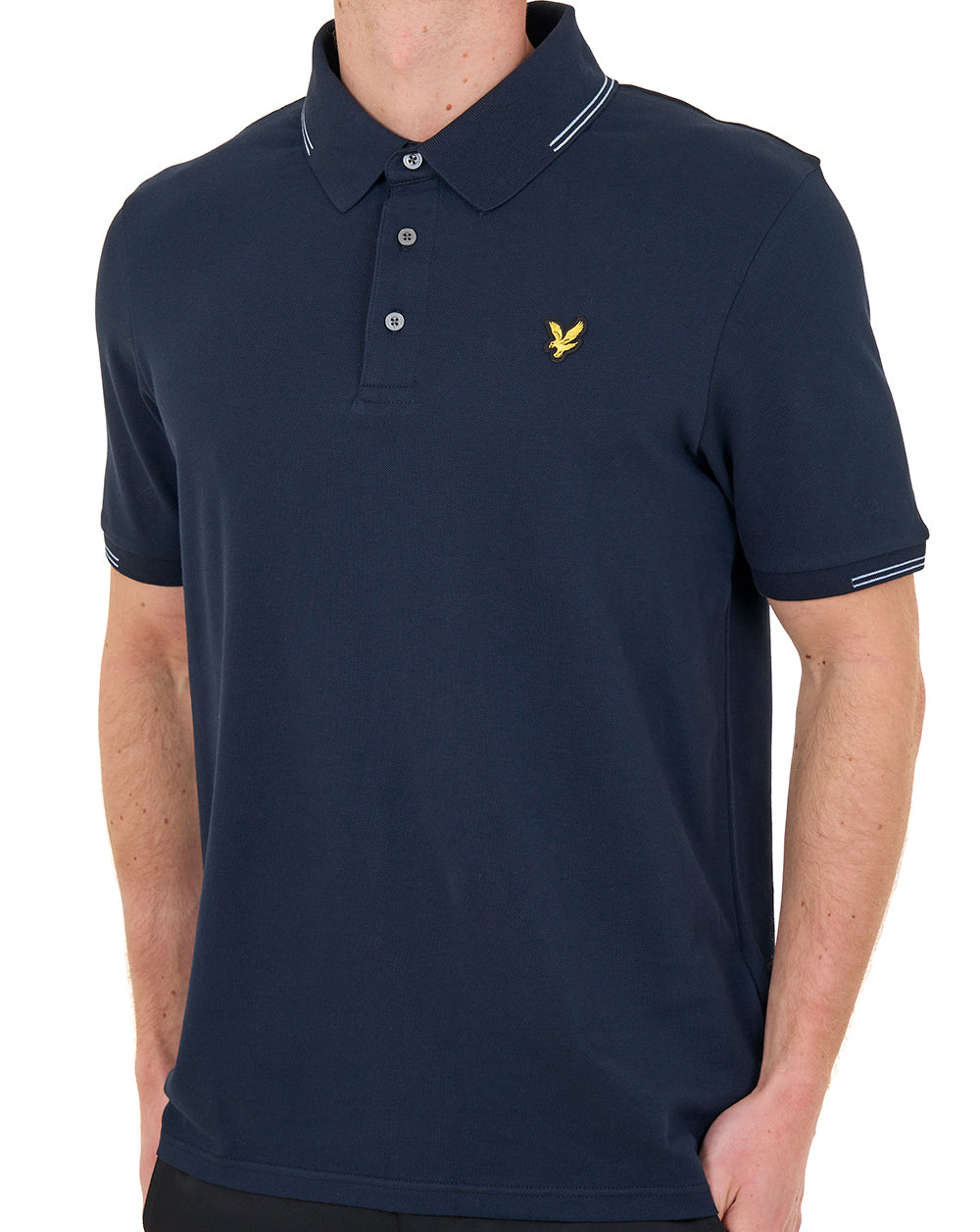 Lyle & Scott Poloshirt mit feinen Farbtupfern, Dunkelblau