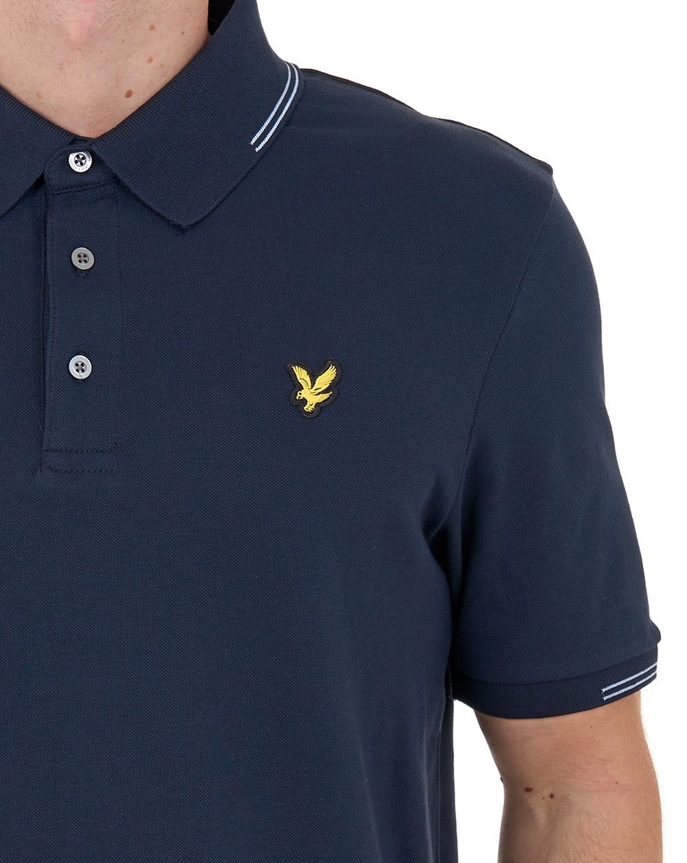 Lyle & Scott Poloshirt mit feinen Farbtupfern, Dunkelblau