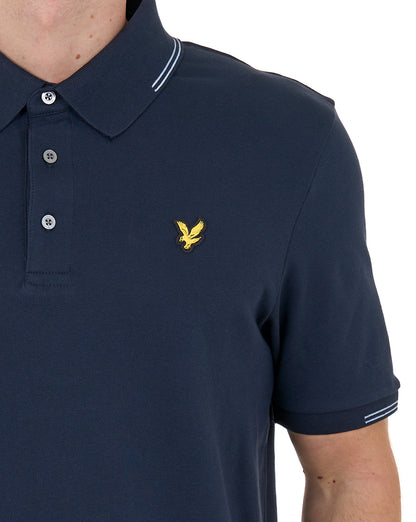 Lyle & Scott Poloshirt mit feinen Farbtupfern, Dunkelblau