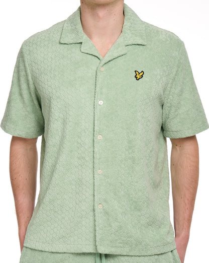 Lyle & Scott Honeycomb Frottee-Resorthemd, Salbeigrün