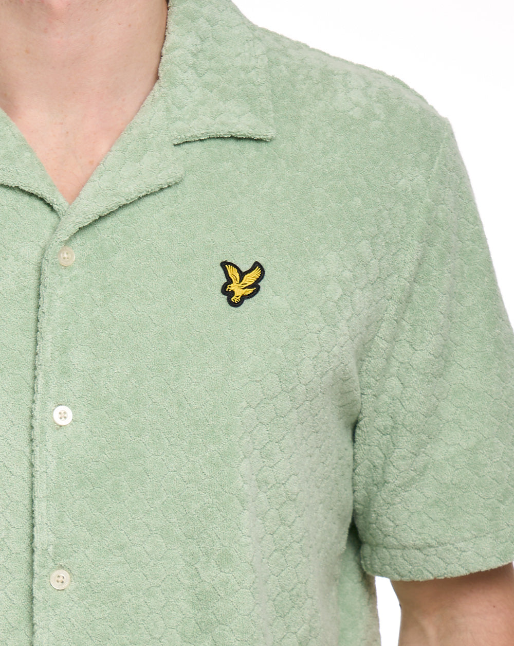 Lyle & Scott Honeycomb Towelling Resort Shirt Sage Green