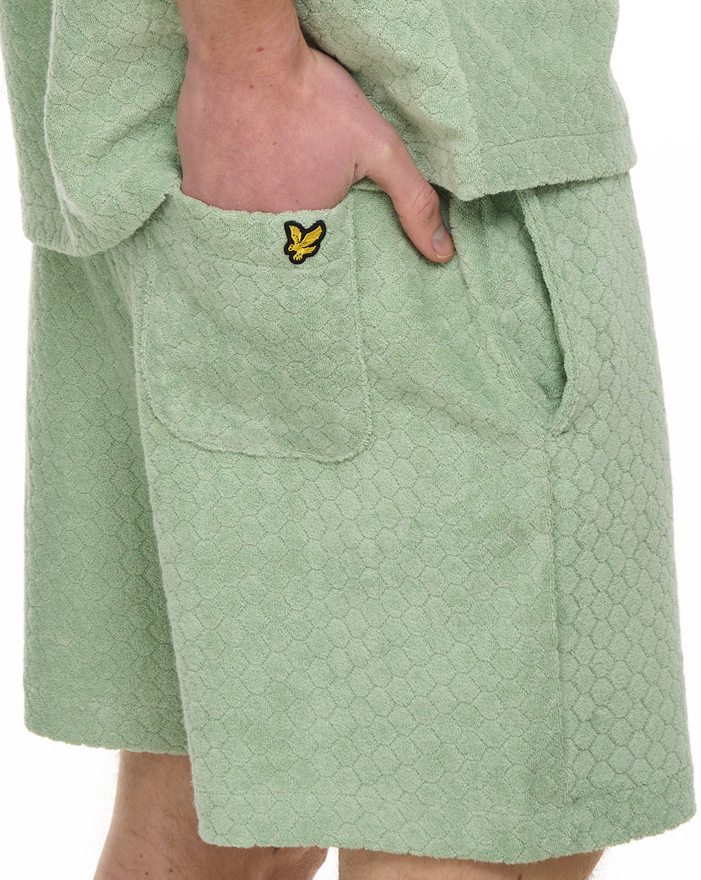 Lyle & Scott Honeycomb Frottee-Shorts, Salbeigrün