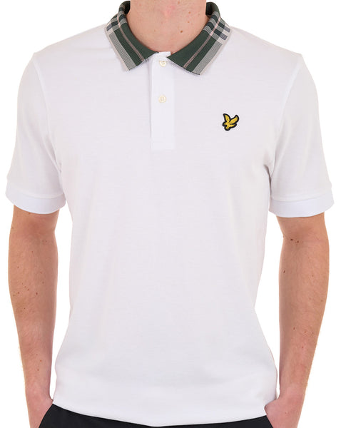 Lyle & Scott Poloshirt mit Tartankragen, Weiß