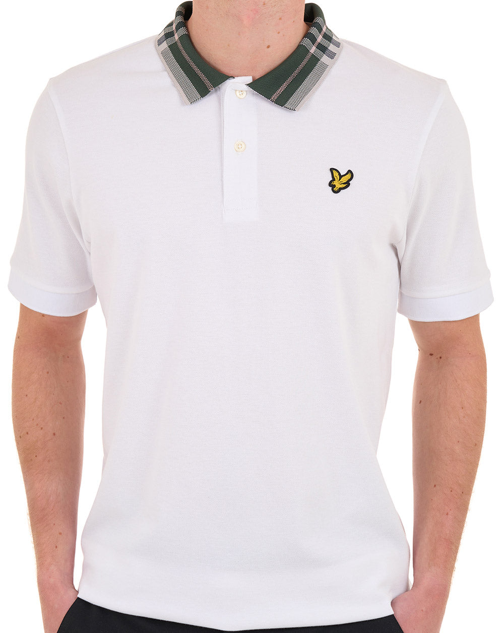 Lyle & Scott Poloshirt mit Tartankragen, Weiß