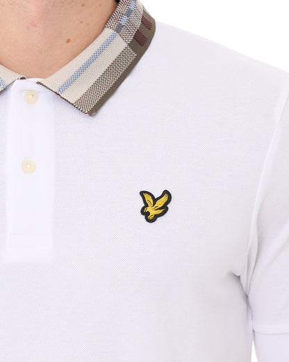 Lyle & Scott Poloshirt mit Tartankragen, Weiß