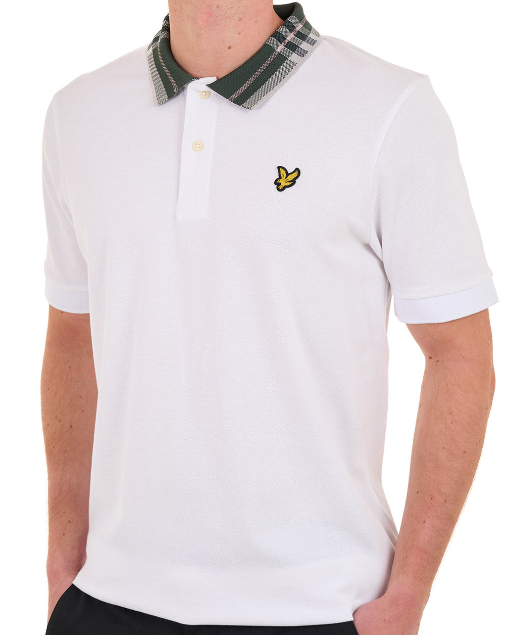 Lyle & Scott Poloshirt mit Tartankragen, Weiß