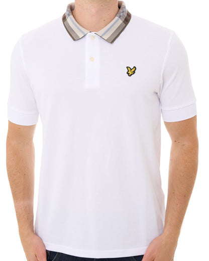 Lyle & Scott Poloshirt mit Tartankragen, Weiß