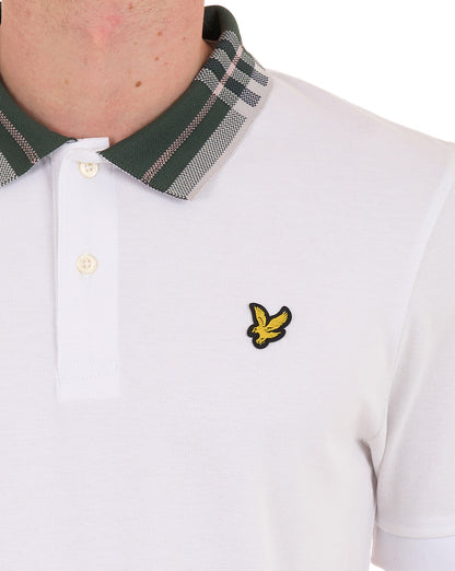 Lyle & Scott Poloshirt mit Tartankragen, Weiß
