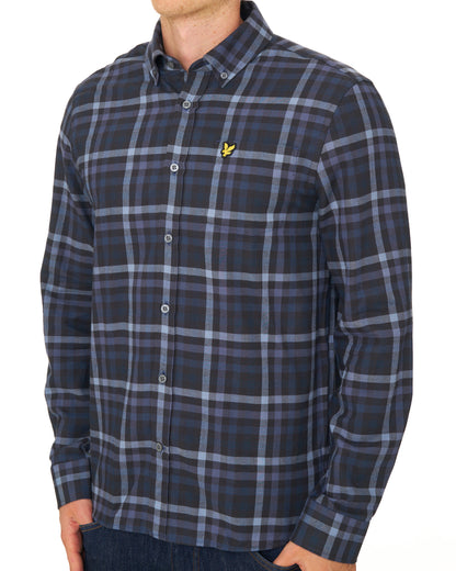 Lyle & Scott Tonal Check Shirt Dark Navy