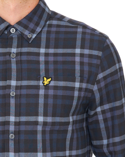 Lyle & Scott Tonal Check Shirt Dark Navy