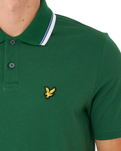 Lyle & Scott Track Tipped Polo Shirt Clover Green