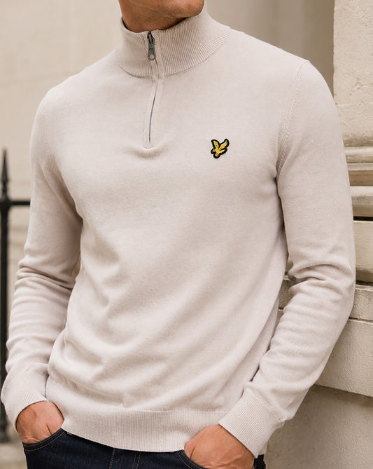 Lyle And Scott Lyle & Scott Cotton Merino 1/4 Zip Jumper Stone