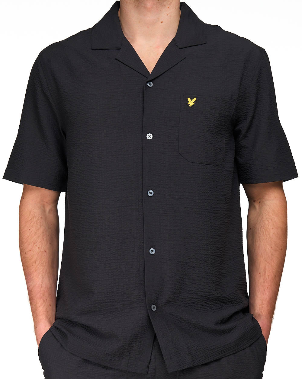 Lyle & Scott Crinkle Resort SS Shirt Jet Black