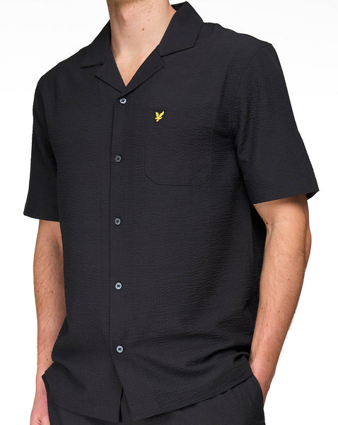 Lyle & Scott Crinkle Resort SS Shirt Jet Black
