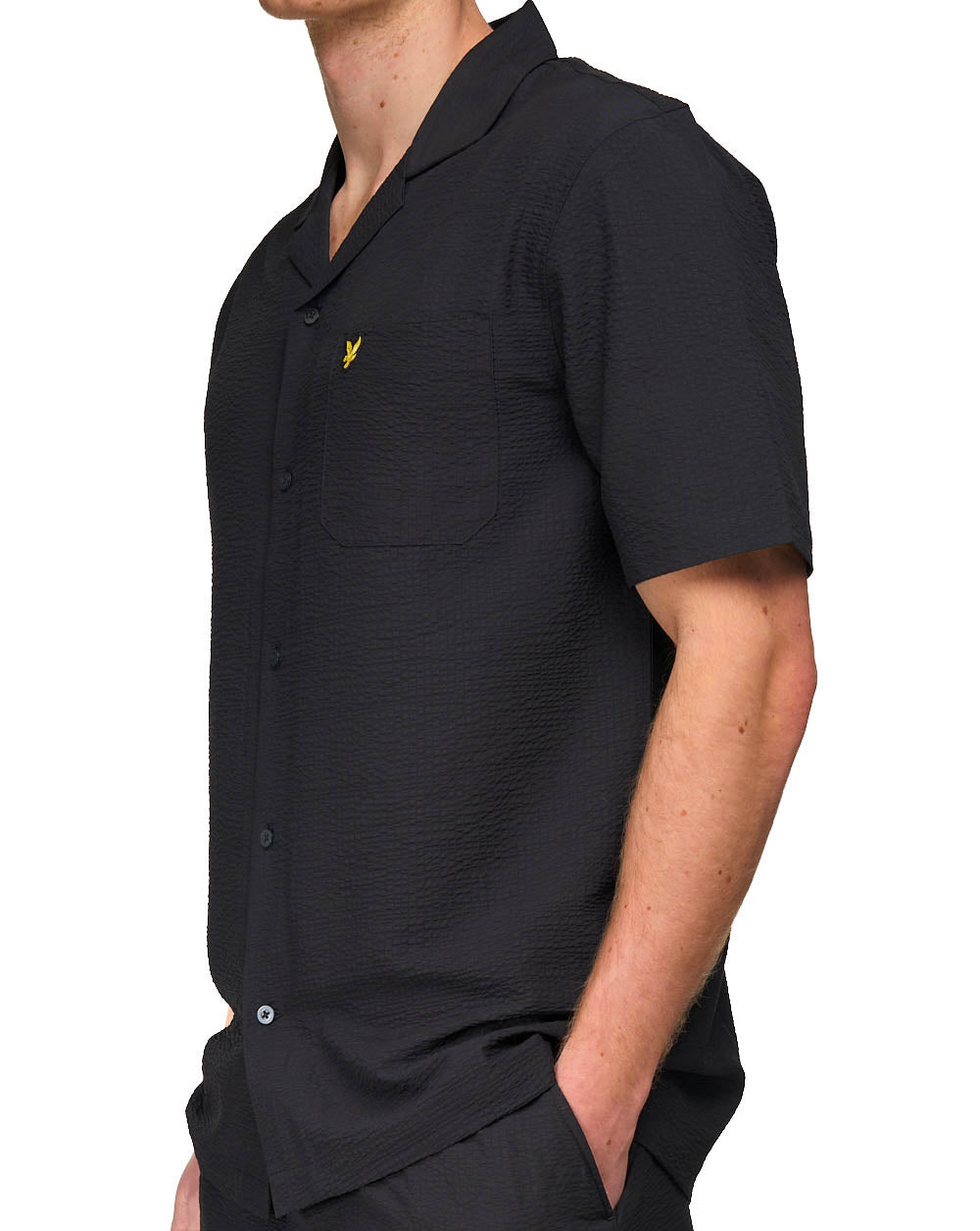 Lyle & Scott Crinkle Resort SS Shirt Jet Black