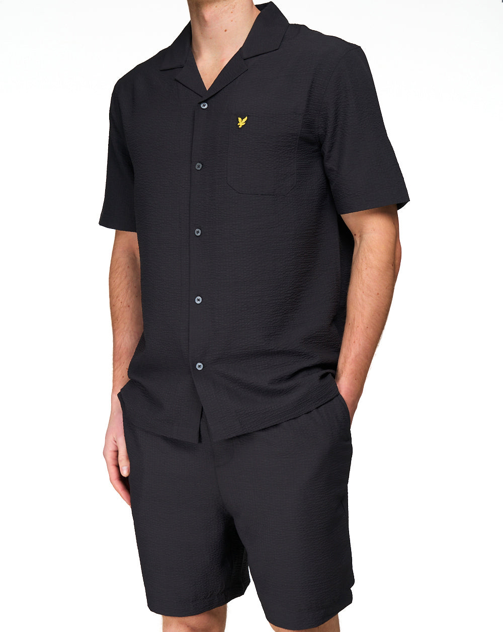Lyle & Scott Crinkle Resort SS Shirt Jet Black