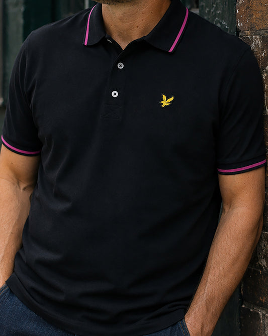 Lyle And Scott Lyle & Scott Tipped Polo Shirt Jet Black