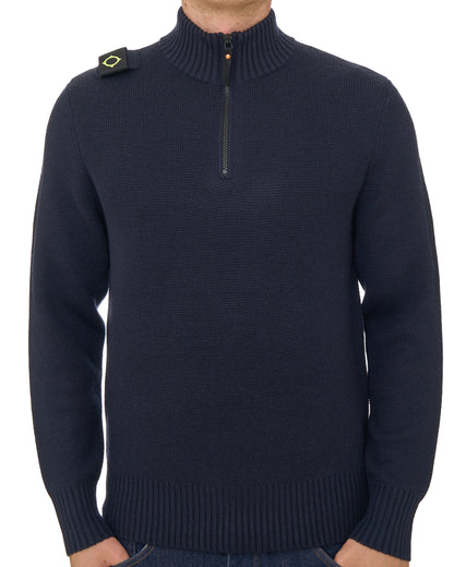 MA.STRUM Sarl 1/4 Knitted Jumper Dark Navy