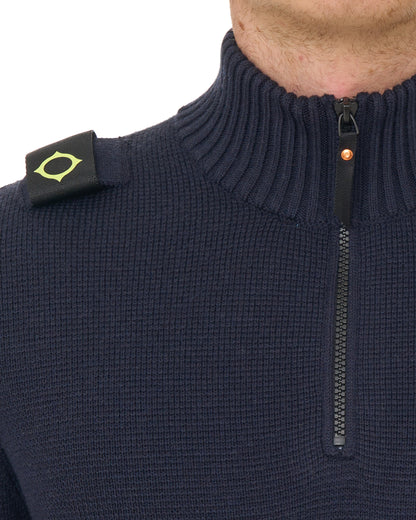MA.STRUM Sarl 1/4 Knitted Jumper Dark Navy