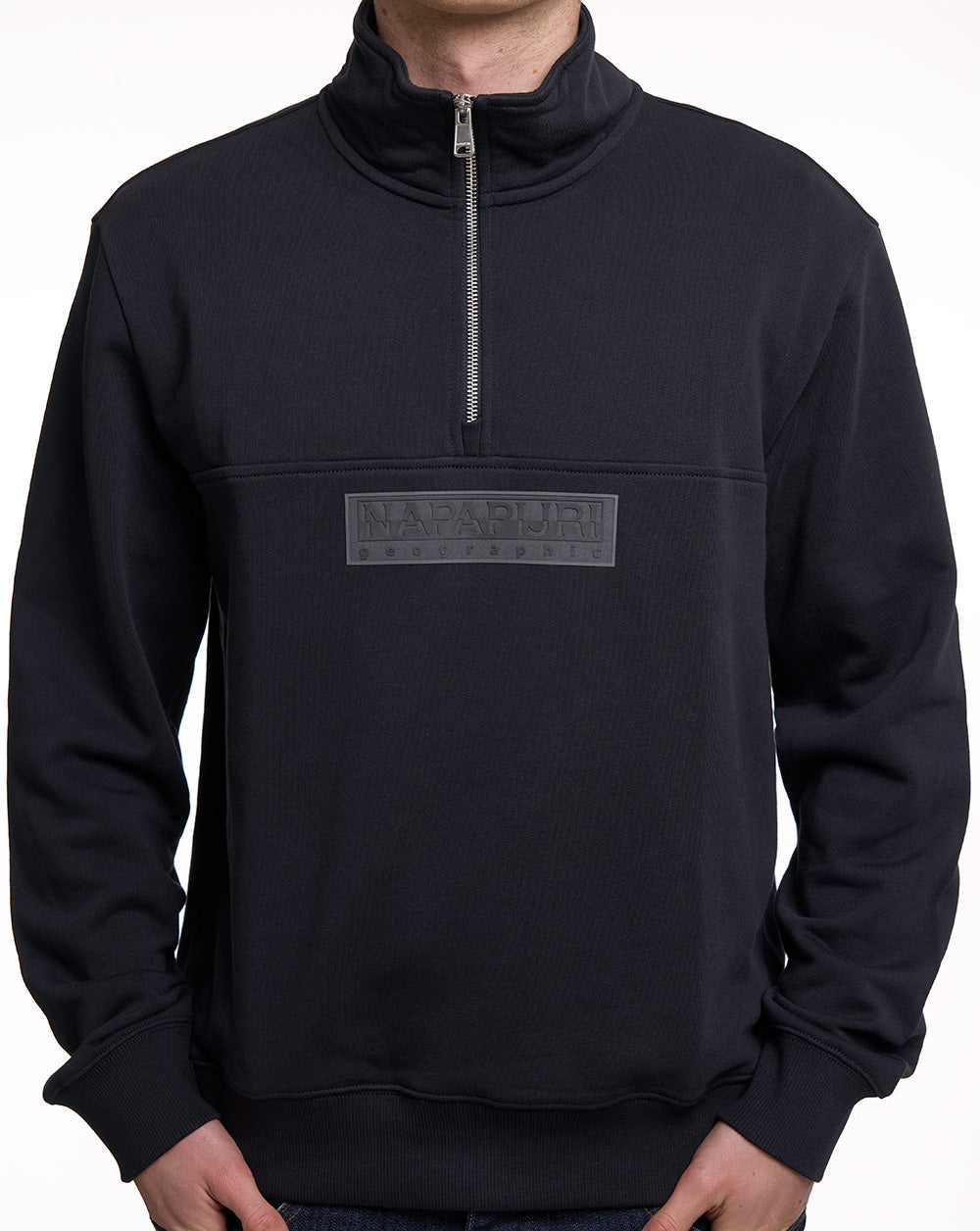 Napapijri Box Logo 1/4 Zip Sweatshirt Black