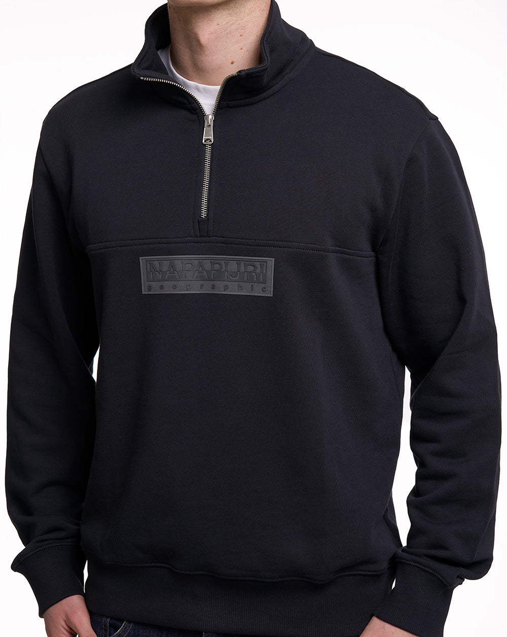 Napapijri Box Logo 1/4 Zip Sweatshirt Black